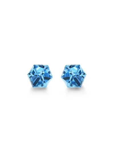 Seona Seona Irene 4mm Cubic Cut Crystal Stud Earrings – Hypoallergenic Tarnish‑Free Stainless Steel Jewelry for Women, Radiant Everyday Women Accessory with Timeless Elegance and Lasting Brilliance - Aquamarine